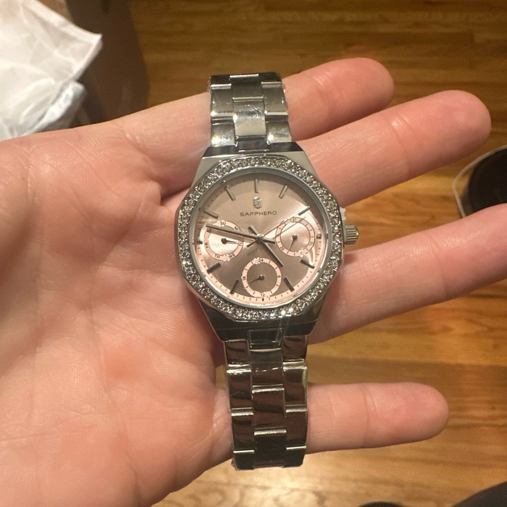 Women's Stainless steel Watch with Rhinestone Accents
